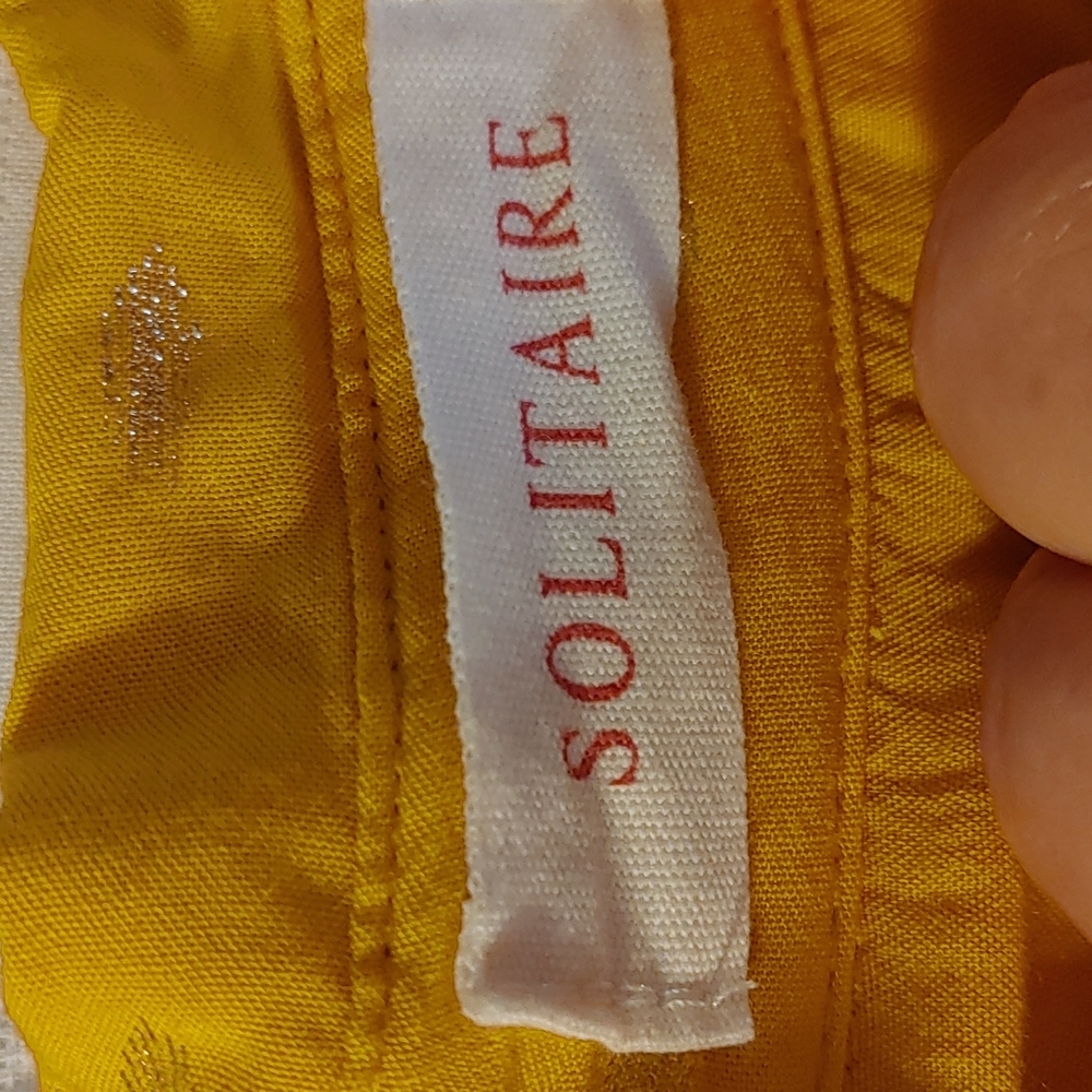 Solitaire Yellow Button-Down Short Sleeve Top - Picture 4 of 6